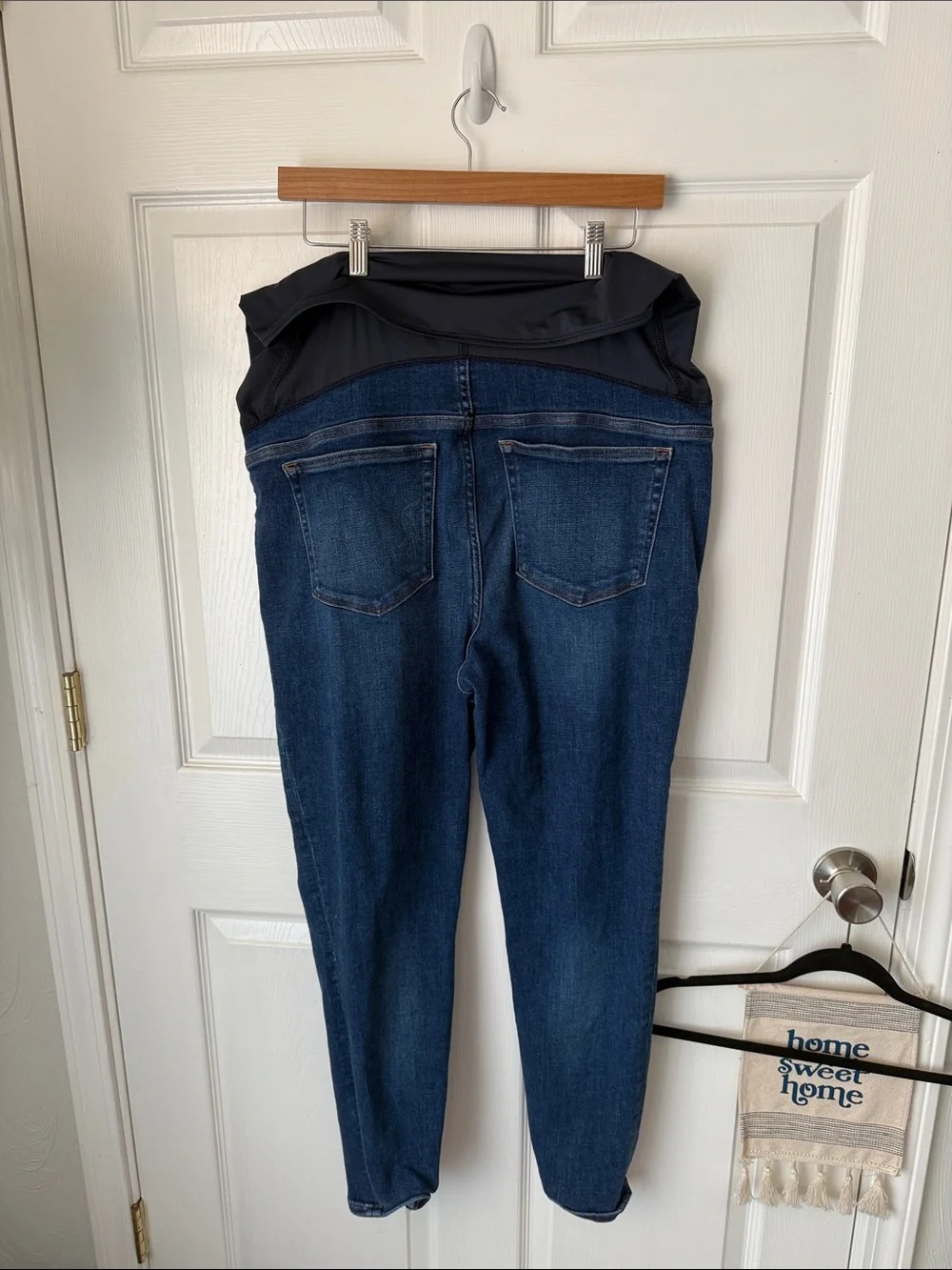 J. Crew Dark Blue Maternity Jeans with Navy Blue Stretch Panel